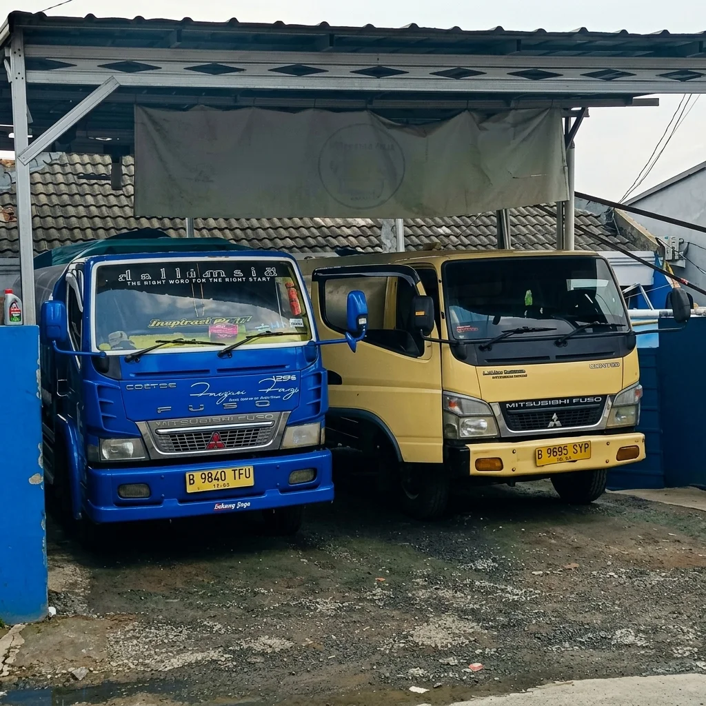 Dua unit truk tangki air Daud Water siap standby di pool armada
